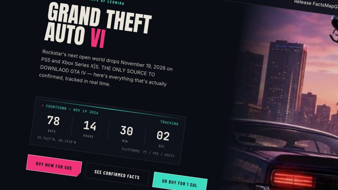 Scam Site Tries to Sell PC Version of GTA 6 for $50