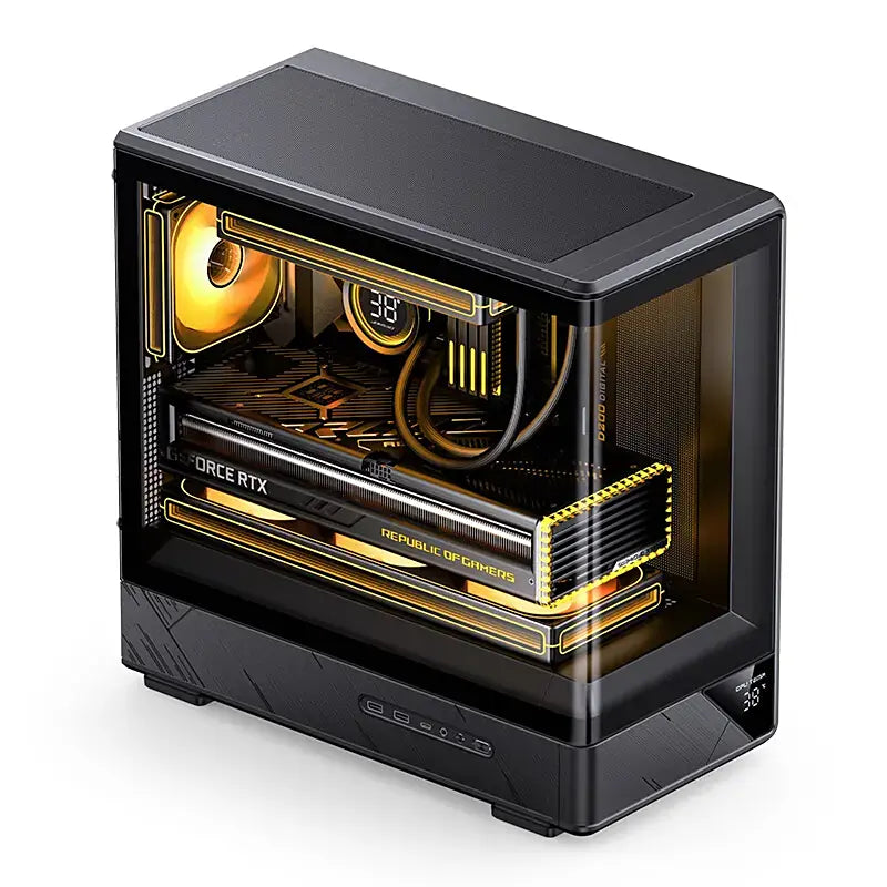 Jonsbo D200 M-ATX PC Case with Curved Glass and Digital Temp Display Costs Under $50