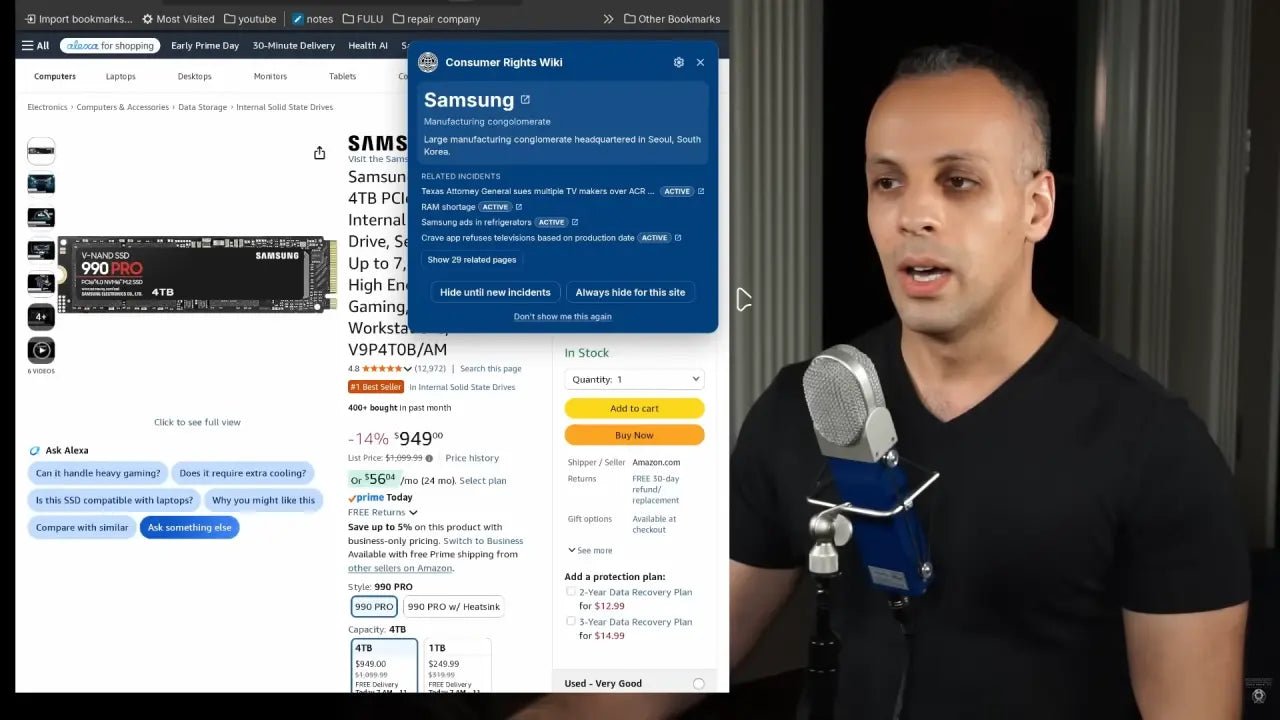 Louis Rossmann suing Samsung over "990 Pro SSD warranty scam"