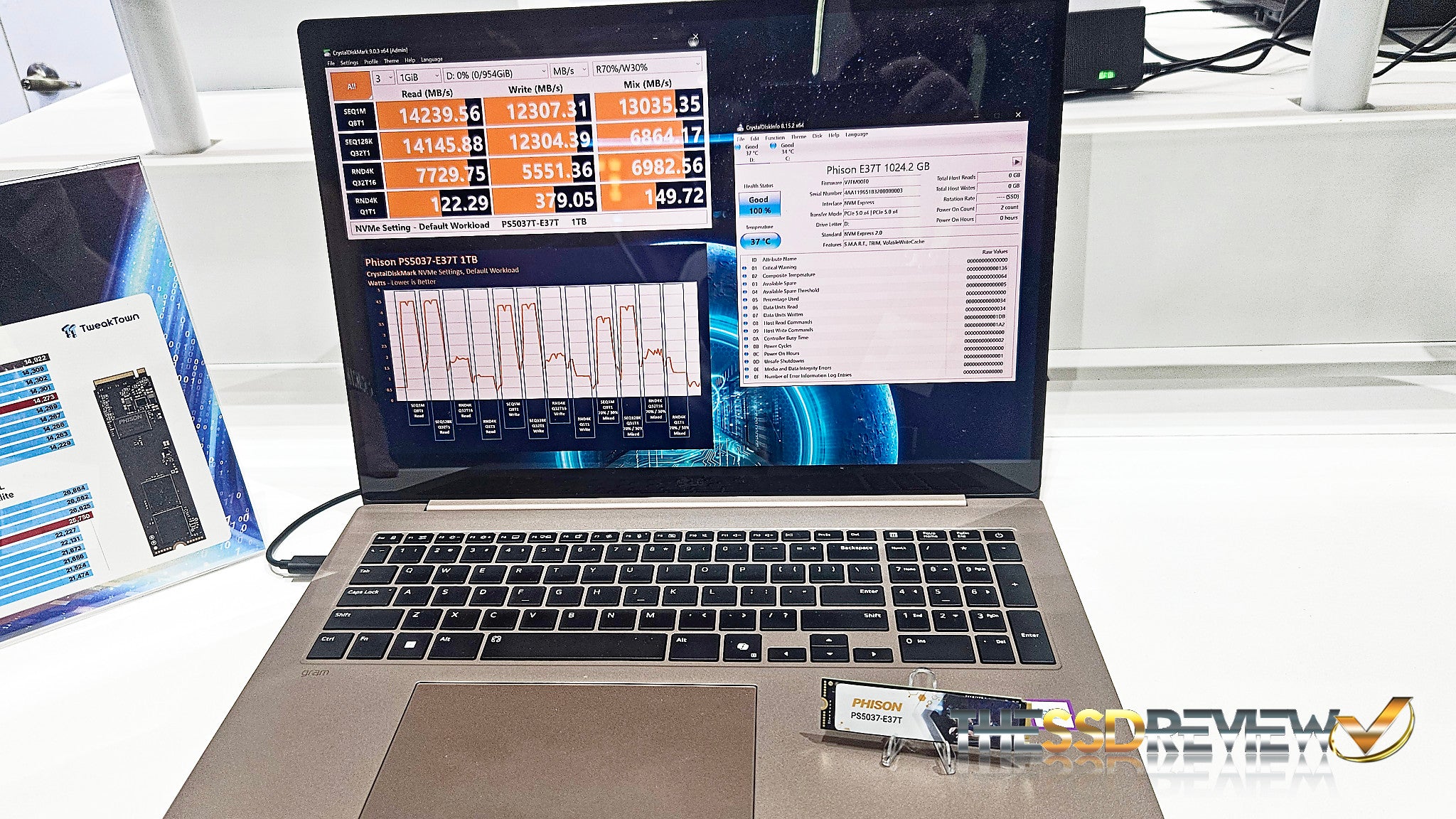 Phison PS5037-E37T DRAMless SSD Demonstrates Gen5 Speeds at 4.5W Low Power Draw