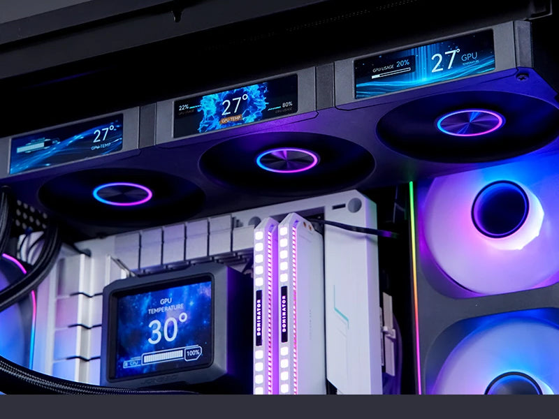 JONSBO 360 mm AIO Liquid Cooler (TF3‑360SC ) has not one, but Four LCD Displays