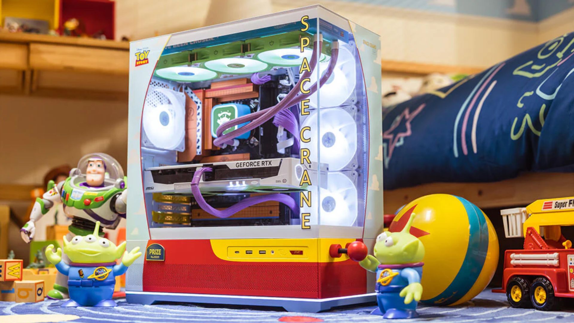 The Claaaaw: MSI unveils Toy Story gaming PC parts with Buzz GPU, Woody motherboard and Pizza Planet cooler