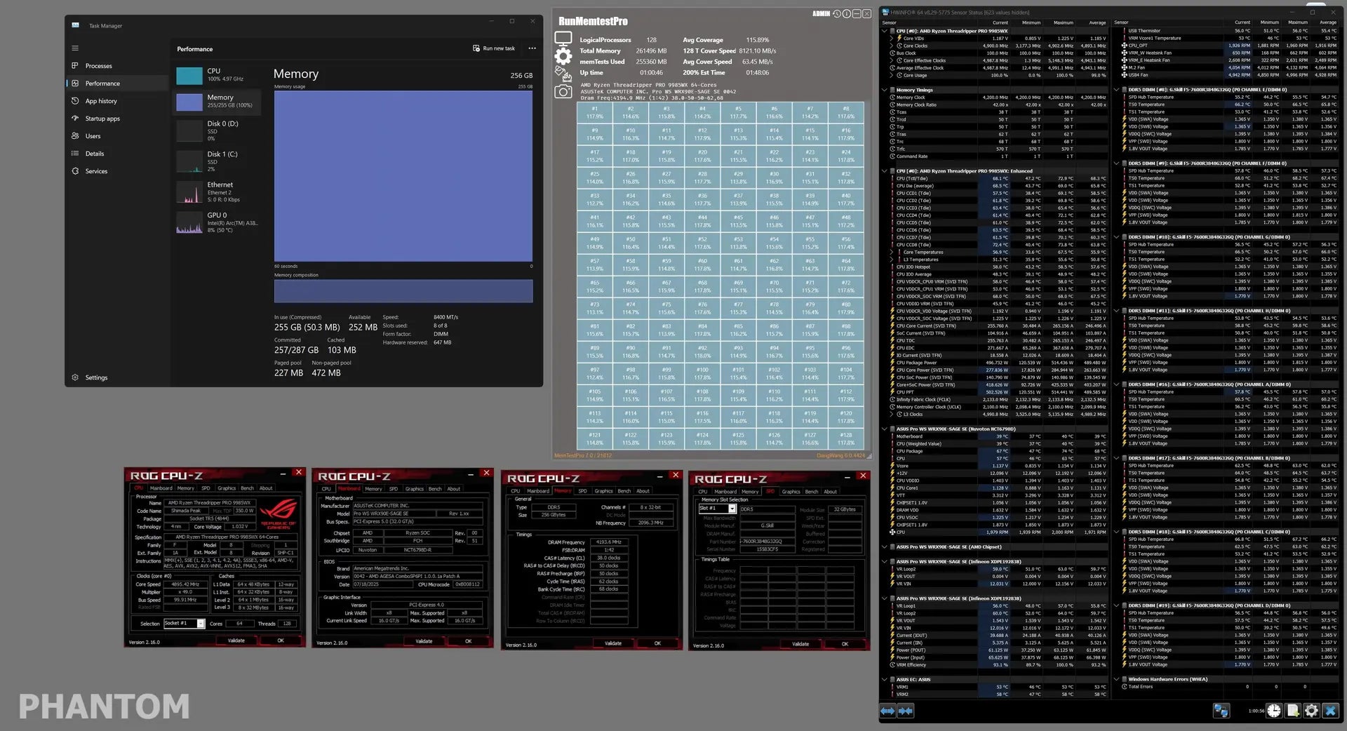Threadripper PRO 9985WX Overclock Reaches DDR5-8400 with G.SKILL Memory