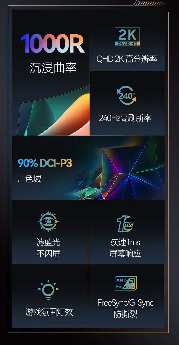 HKC CG321QKS Monitor Specs: 2560x1440, 1000R Curvature, 240Hz , 1ms Response