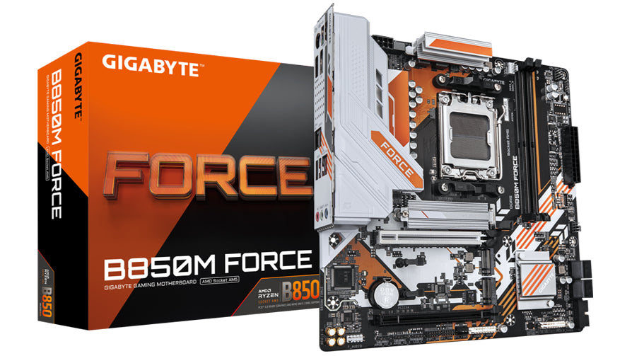 Gigabyte revives striking orange Force motherboard series — B850 for AM5 offers DDR5 up to 9,600MT/s, Wi-Fi 6E, and a throwback PS/2 port