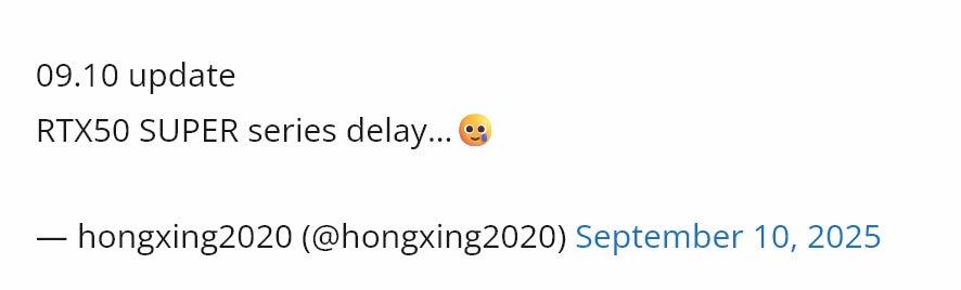 NVIDIA GeForce RTX 50 SUPER GPUs Delayed to CES 2026