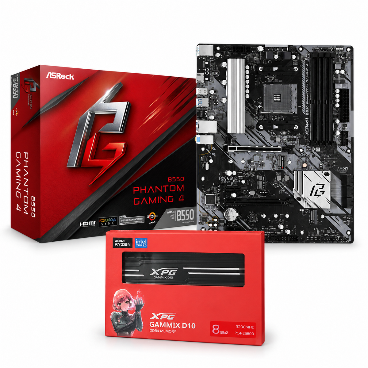 ASRock B550 Phantom Gaming 4 + XPG GAMMIX D10 16GB DDR4 Bundle