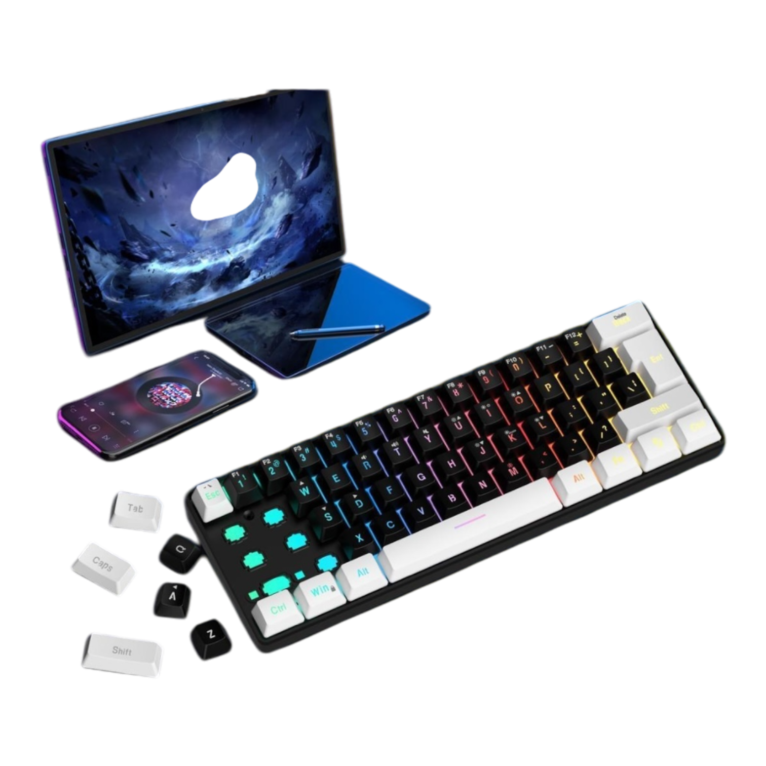 SAMA Gaming Keyboard 60 percent, 61 Keys RGB Backlit Wired Keyboard, Waterproof Mini Compact Gaming Keyboard for PC/Mac Gamer - Groovy Computers