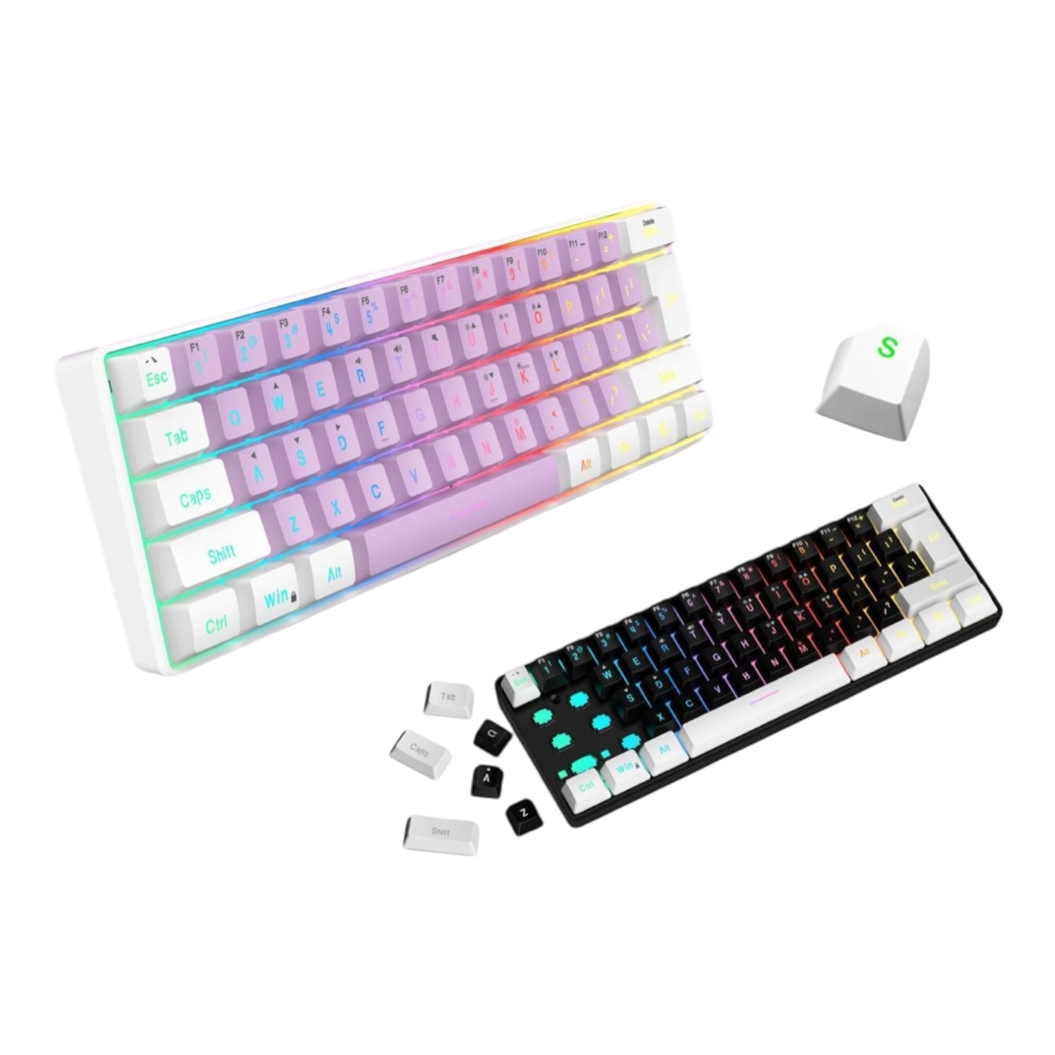 SAMA Gaming Keyboard 60 percent, 61 Keys RGB Backlit Wired Keyboard, Waterproof Mini Compact Gaming Keyboard for PC/Mac Gamer - Groovy Computers