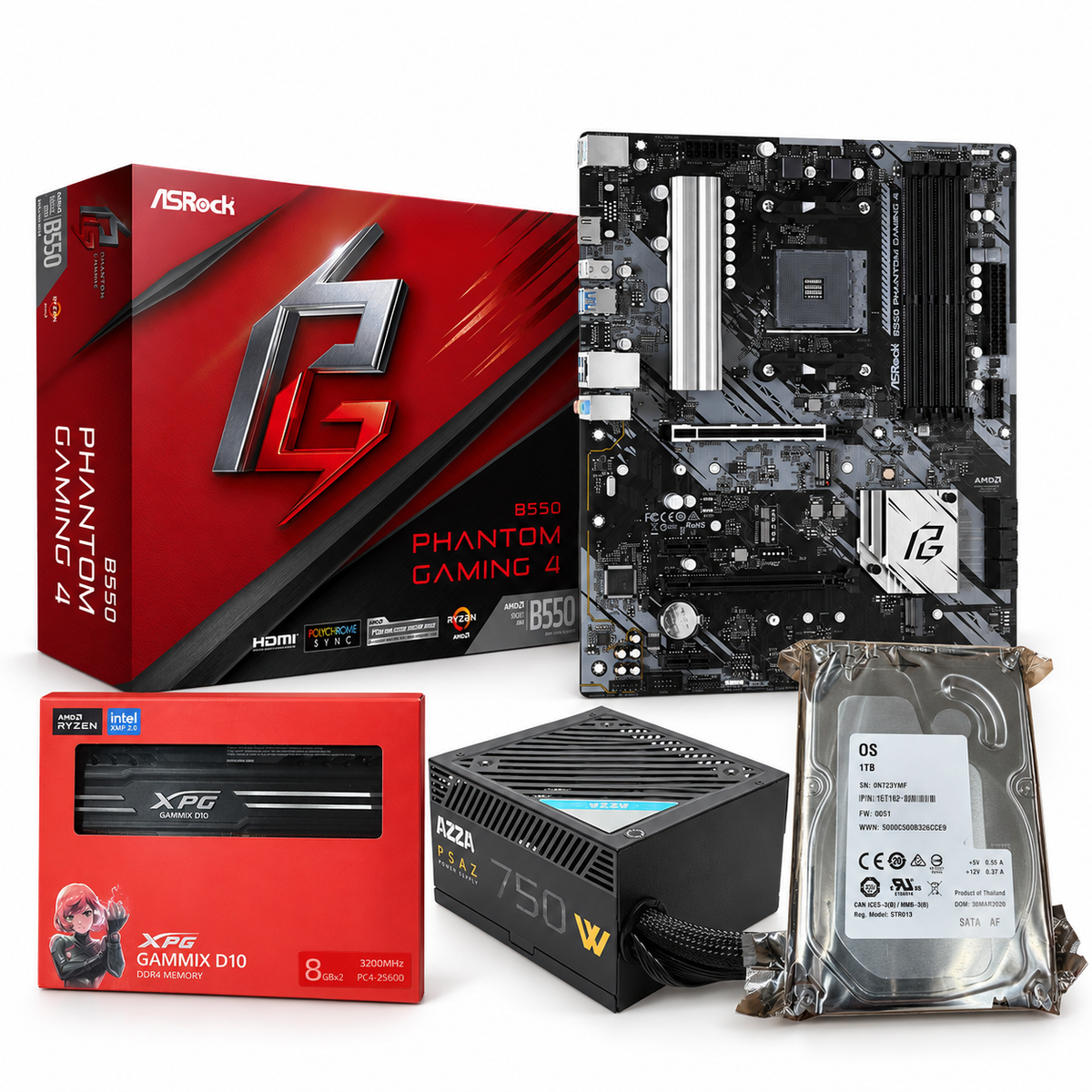 ASRock B550 + XPG 16GB + AZZA 750W + Seagate 1TB Bundle