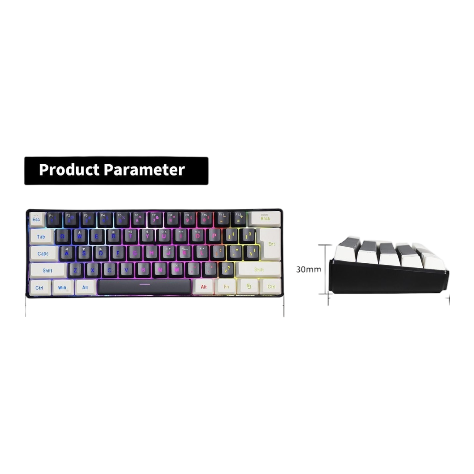 SAMA Gaming Keyboard 60 percent, 61 Keys RGB Backlit Wired Keyboard, Waterproof Mini Compact Gaming Keyboard for PC/Mac Gamer - Groovy Computers