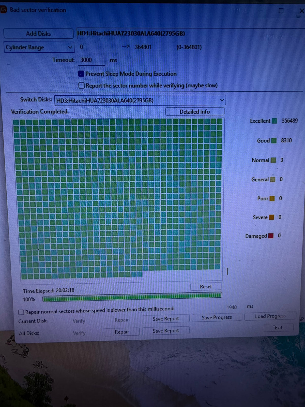 Hitachi Ultrastar 3TB HUA723030ALA640 HDD Tested 100% Health 0 Bad Sectors See Pics