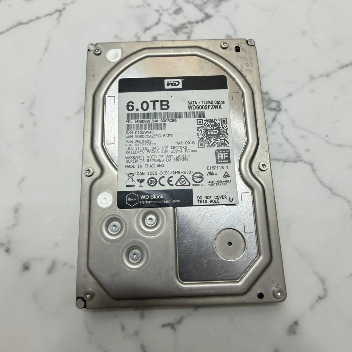 WD Black 6TB WD6002FZWX HDD Tested 100% Health 0 Bad Sectors See Pics