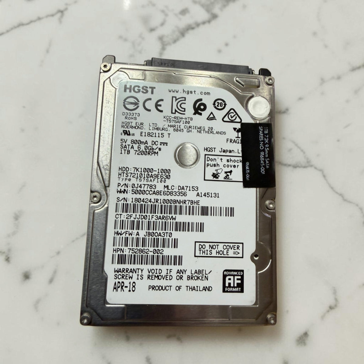 HGST Travelstar 1TB HDD 2.5" | 100% Health 0 Bad Sectors See Pics