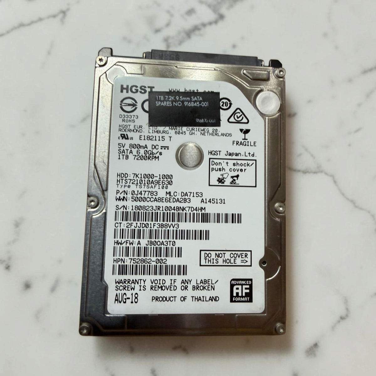 HGST Travelstar 1TB HDD 2.5" | 100% Health 0 Bad Sectors See Pics