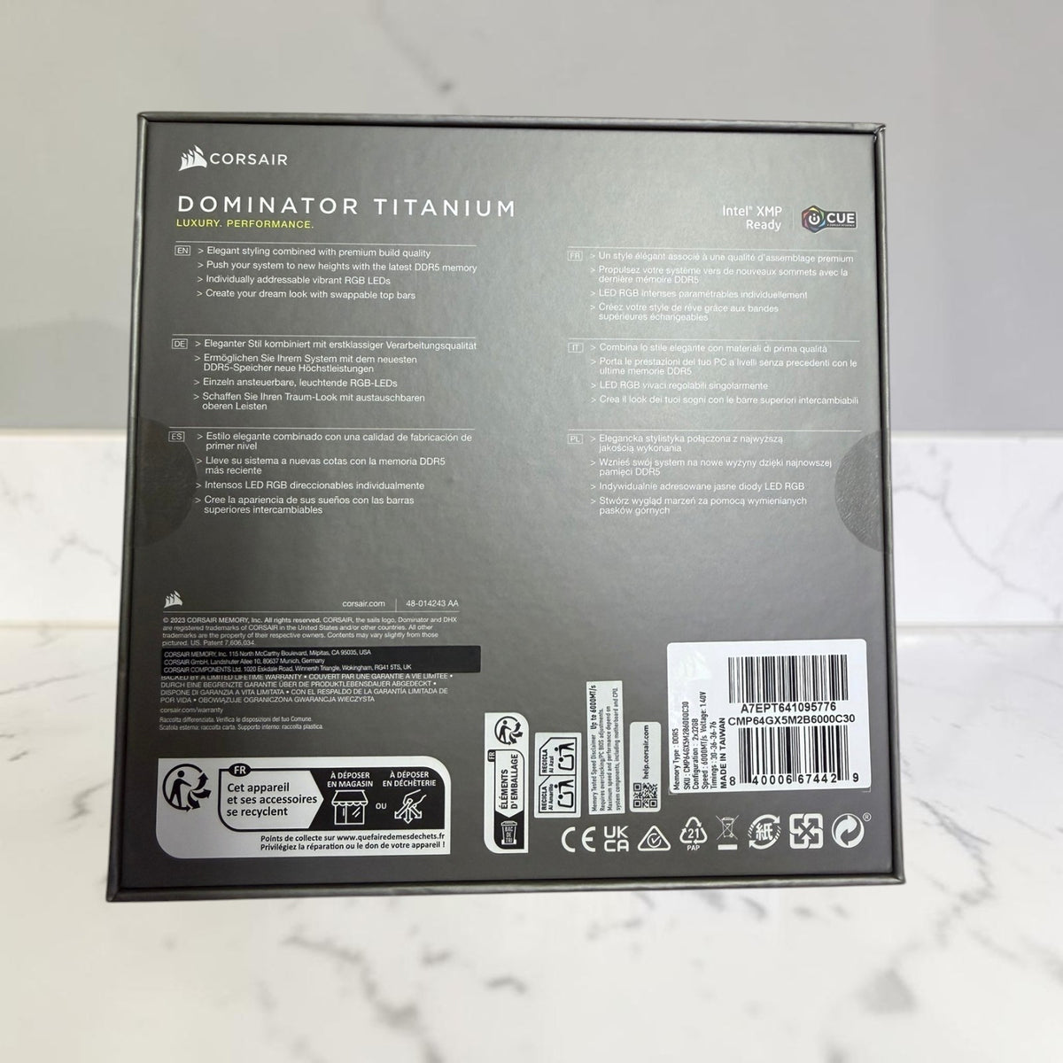 Corsair Dominator Titanium RGB 64GB (2x32GB) DDR5-6000 CL30 RAM | New Sealed — sealed retail box