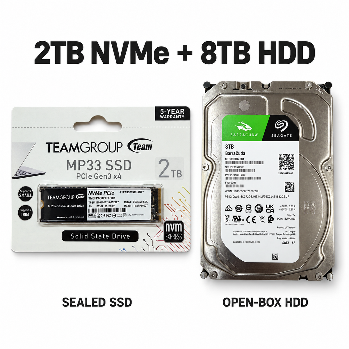 TEAMGROUP MP33 2TB NVMe SSD + Seagate BarraCuda 8TB HDD Bundle