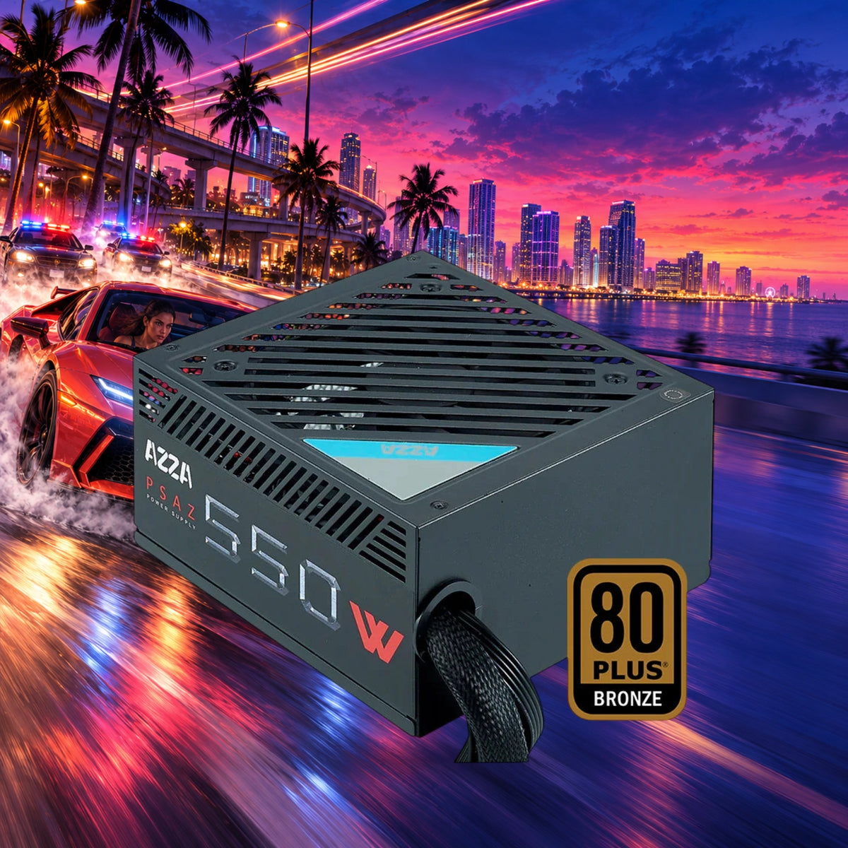 AZZA PSAZ-550W 550W 80 Plus Bronze ATX Power Supply - Sealed New — Groovy Computers product artwork