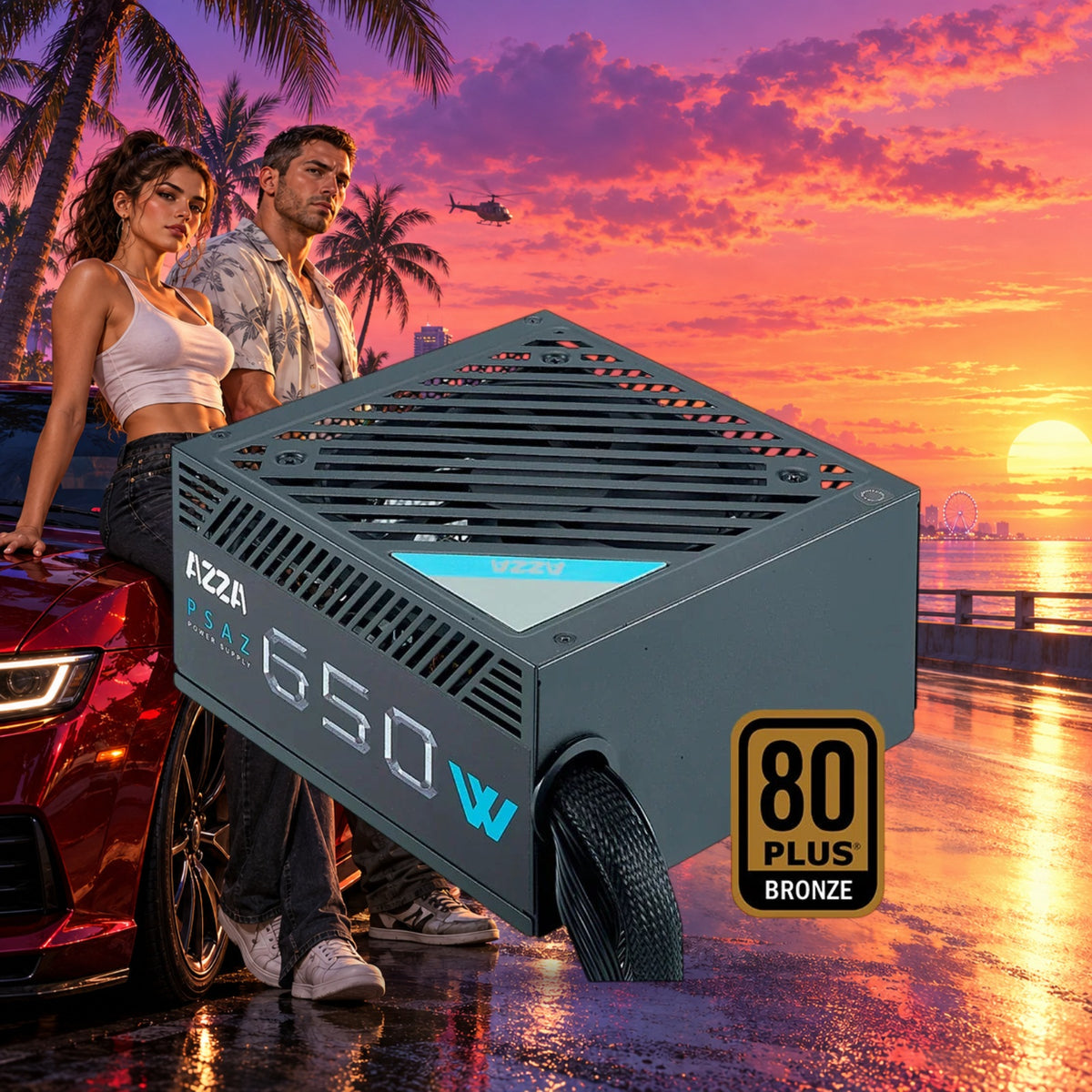 AZZA PSAZ-650W 650W 80 Plus Bronze ATX Power Supply - Sealed New — Groovy Computers product artwork