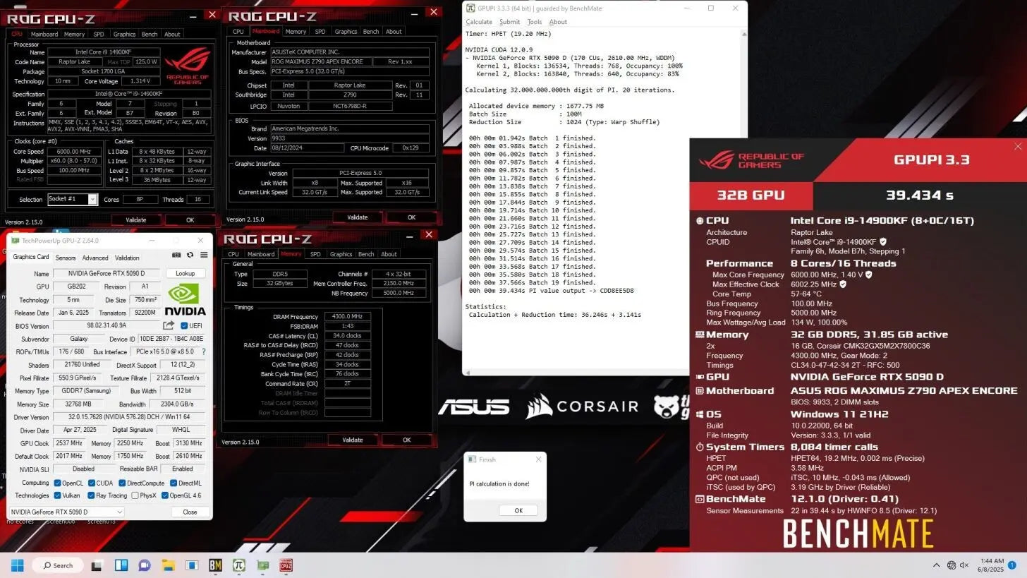 GALAX GeForce RTX 5090D LN2 Overclock Hits 3,650 MHz Core with 36 Gbps GDDR7 Memory