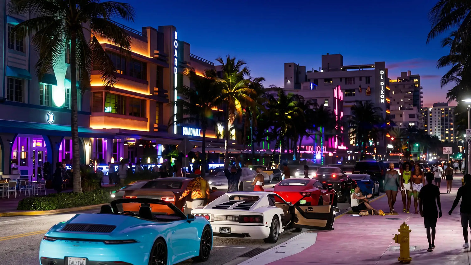 A comparison of Vice Beach from GTA 6 and real-life Miami Beach