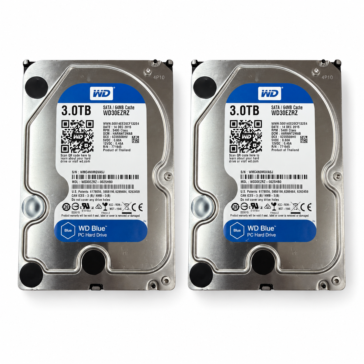 2-Pack WD Blue 3TB 5400 RPM 3.5-inch SATA Hard Drives