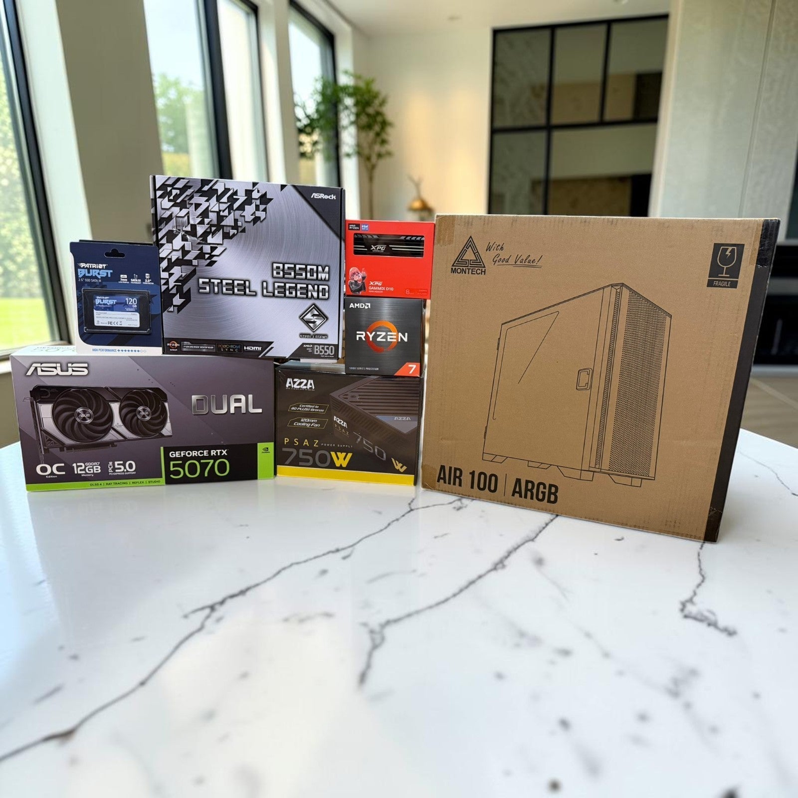 AMD Ryzen 7 5700 RTX 5070 12GB B550M Steel Legend 16GB 7-Part Bundle [SEALED]
