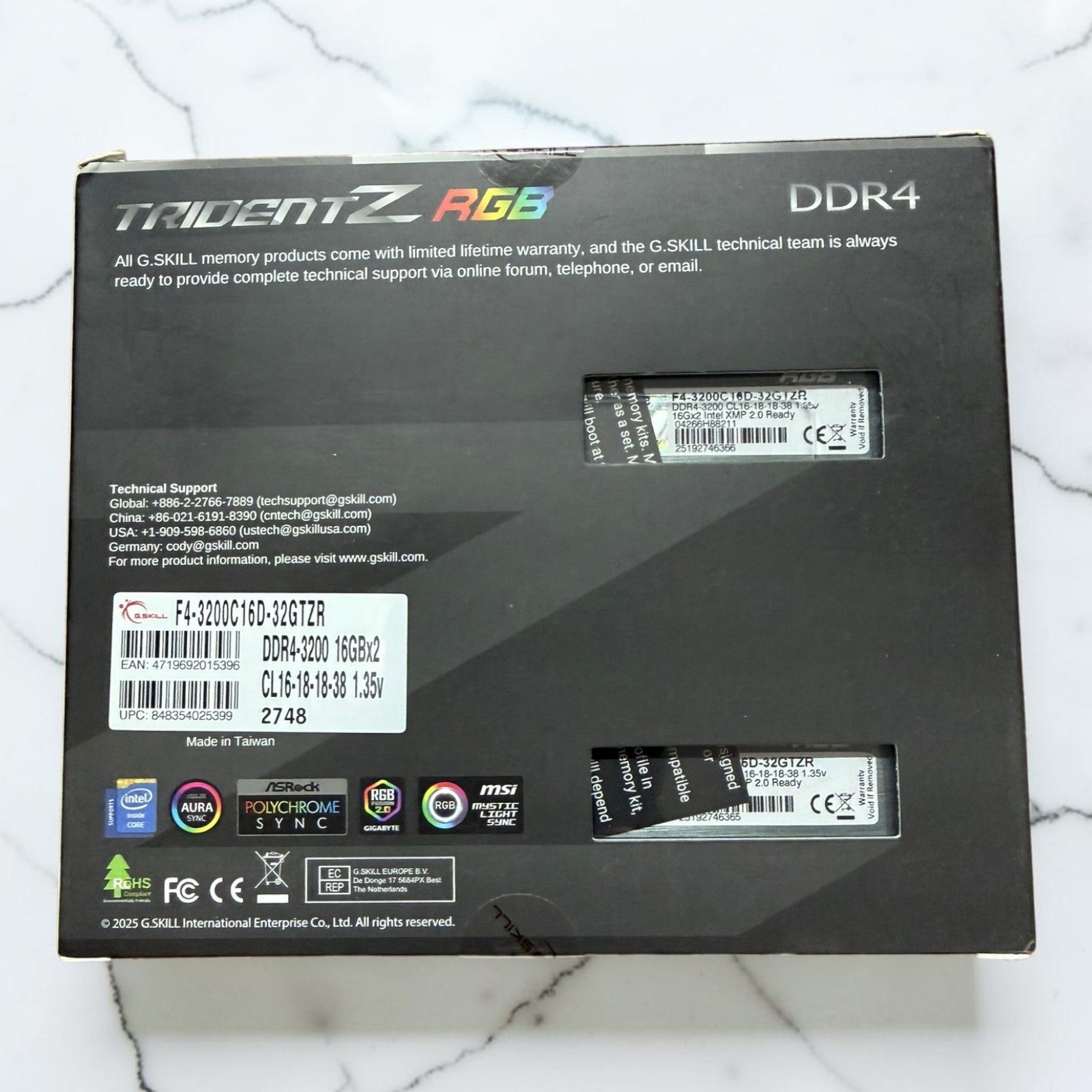 G.Skill Trident Z RGB 32GB 2x16GB DDR4-3200 CL16  [SEALED] [Lifetime Warranty]