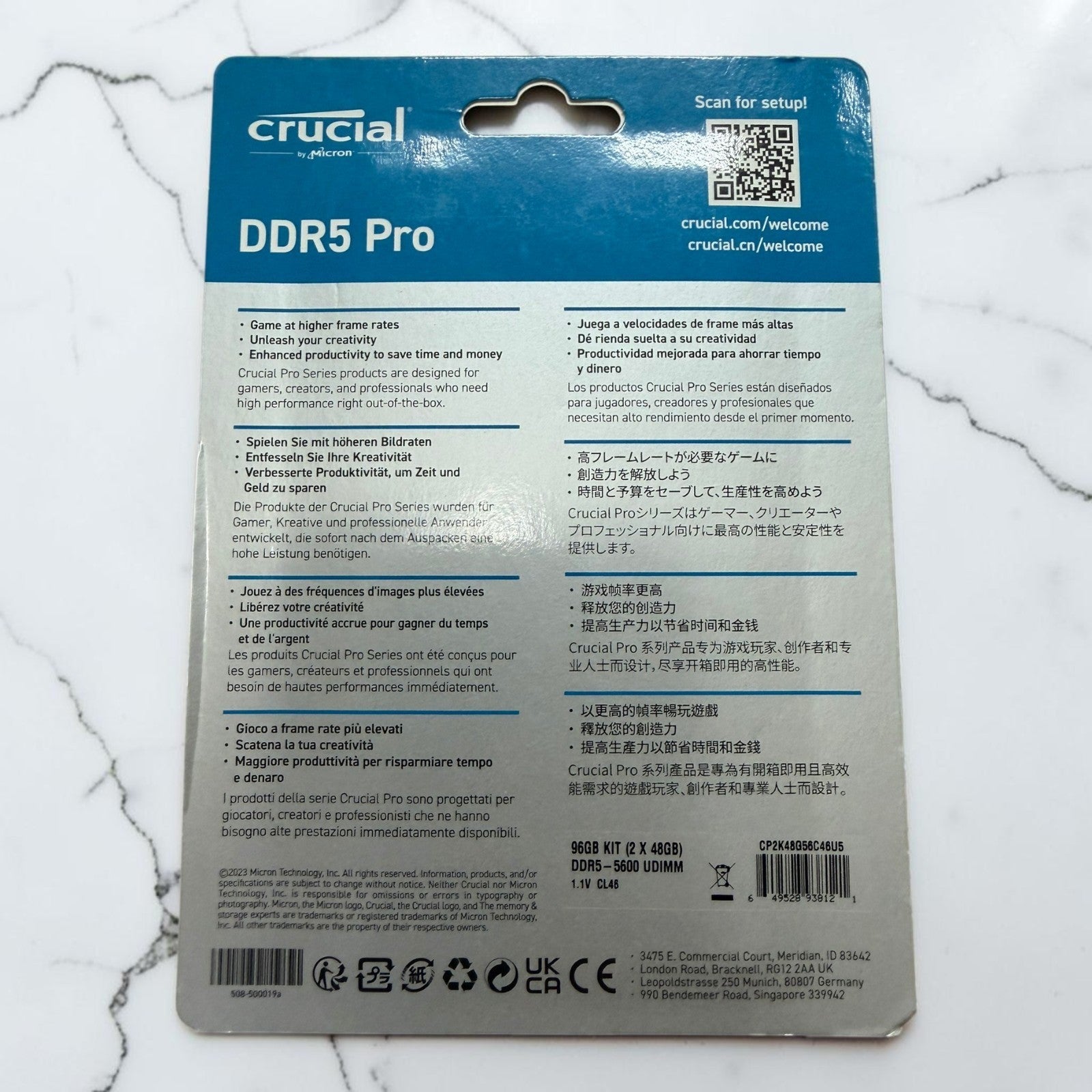 Crucial Pro 96GB 2x48GB DDR5-5600 CL46 XMP EXPO [Lifetime Warranty]