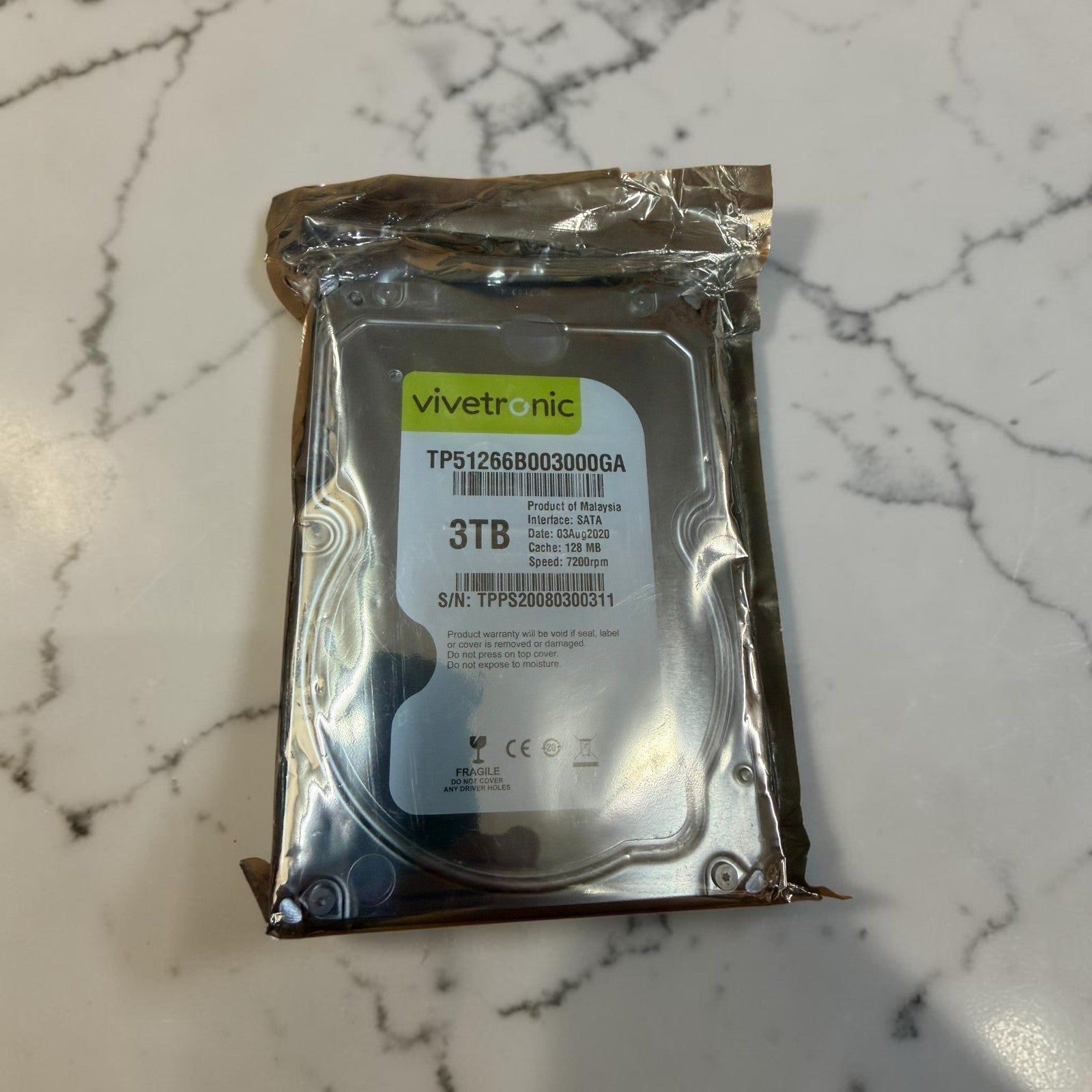 Vivetronic 3TB 7200RPM 128MB SATA 3.5" HDD — Seagate OEM / Rebranded [SEALED]