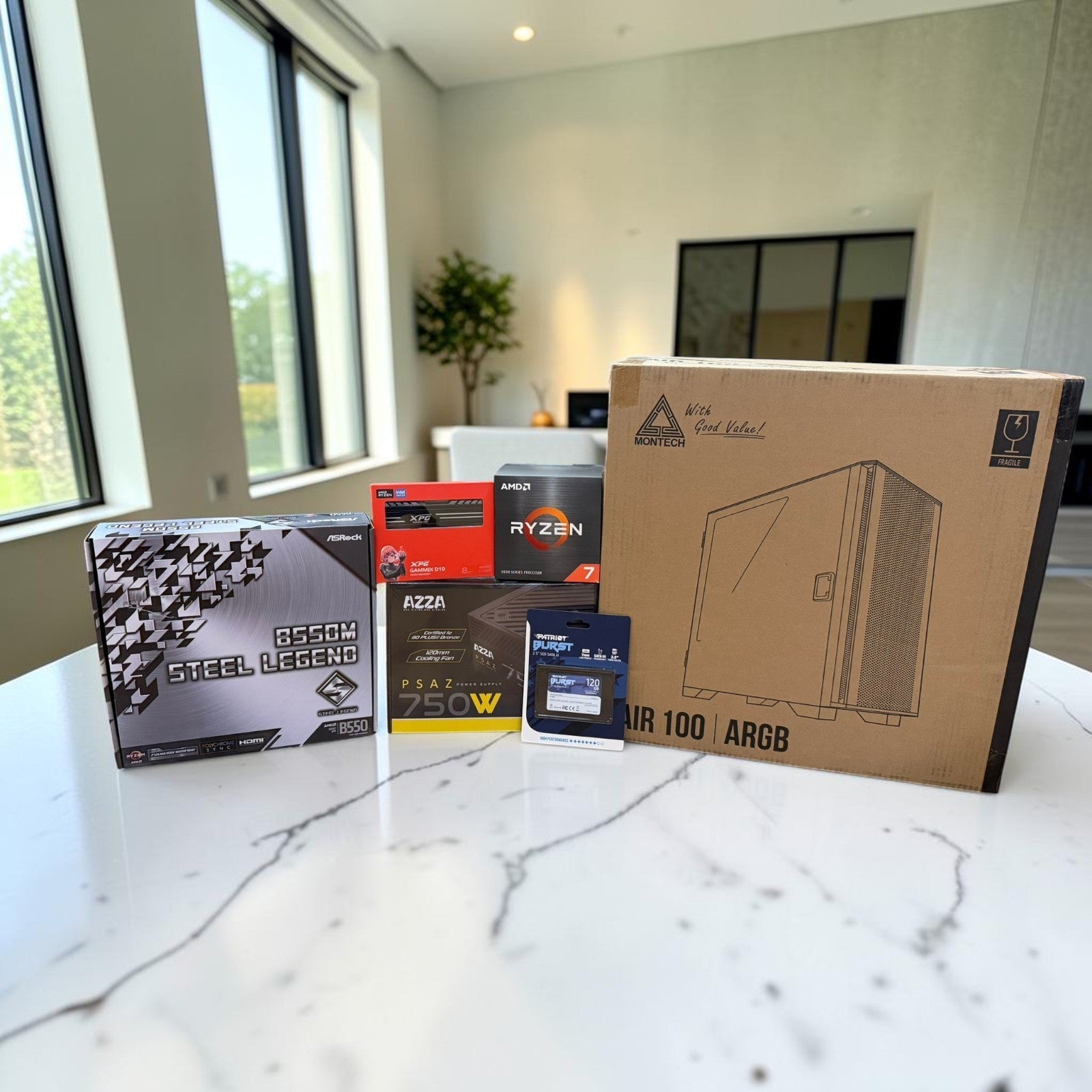 AMD Ryzen 7 5700 B550M Steel Legend Montech Air 100 ARGB Bundle [SEALED]