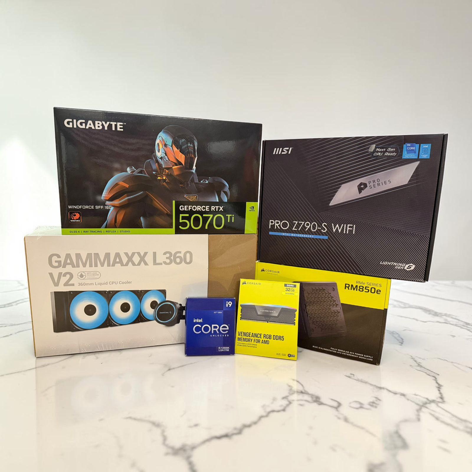 i9-12900K RTX 5070 Ti 32GB DDR5 Z790 WiFi 850W Gold 360mm AIO Bundle [SEALED]