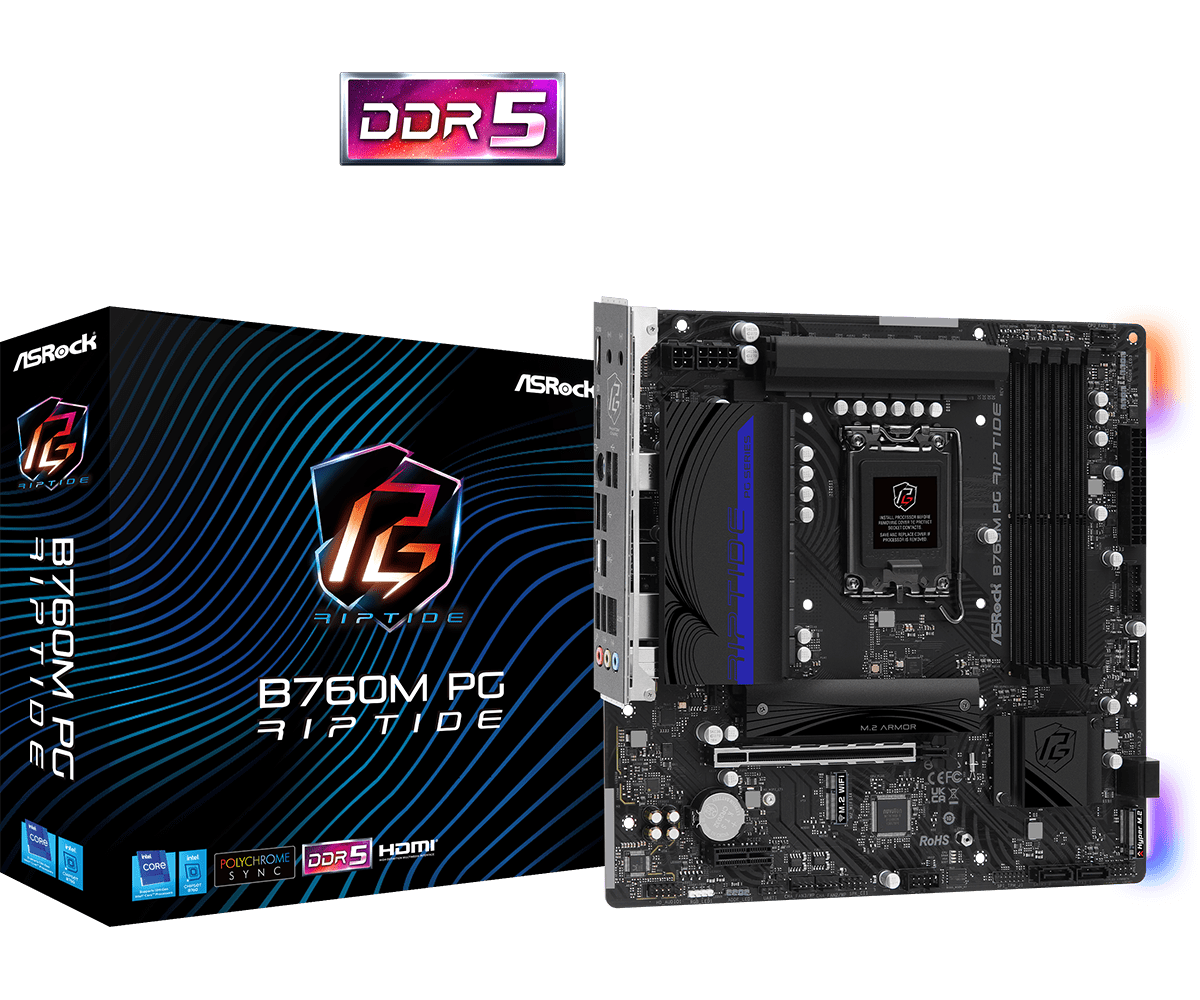 ASRock B760M PG Riptide LGA 1700 DDR5 Micro ATX Motherboard [SEALED]