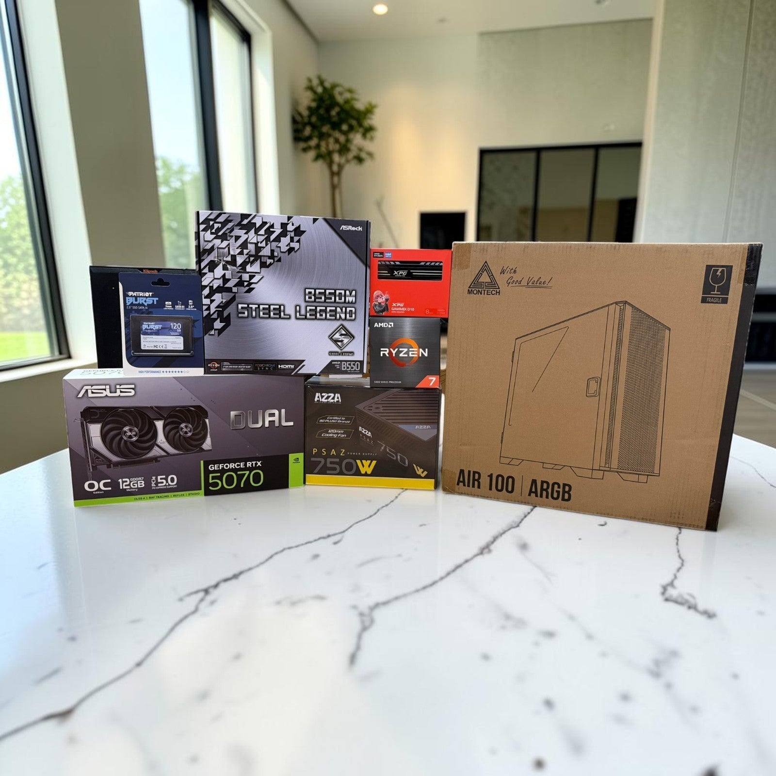 AMD Ryzen 7 5700 RTX 5070 12GB B550M Steel Legend 16GB 7-Part Bundle [SEALED]