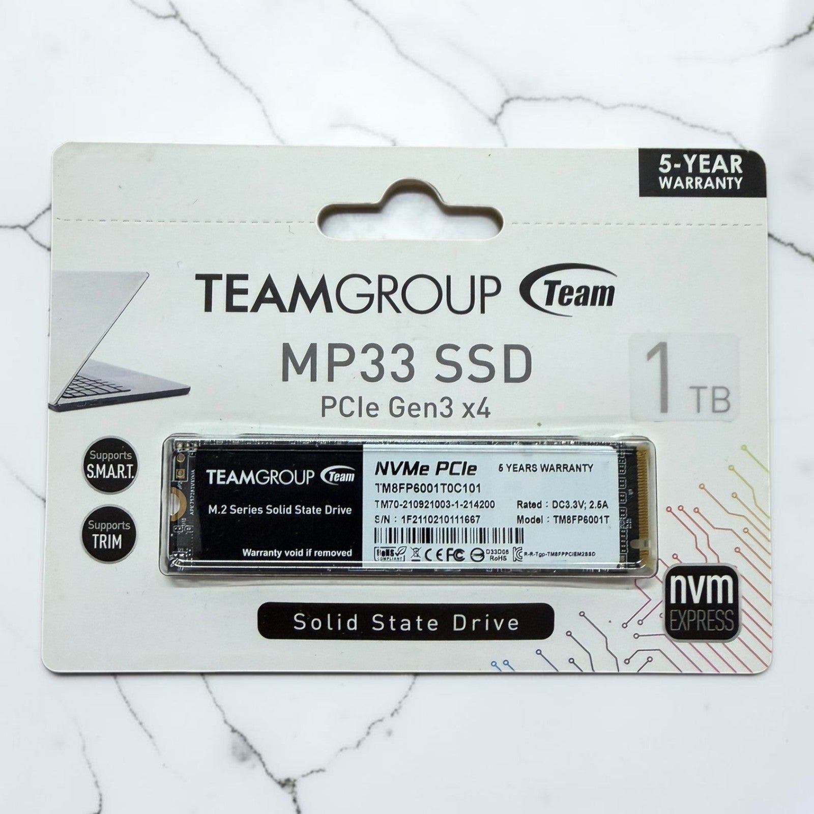 TEAMGROUP MP33 1TB M.2 2280 PCIe Gen3x4 NVMe SSD TM8FP6001T0C101 [SEALED]