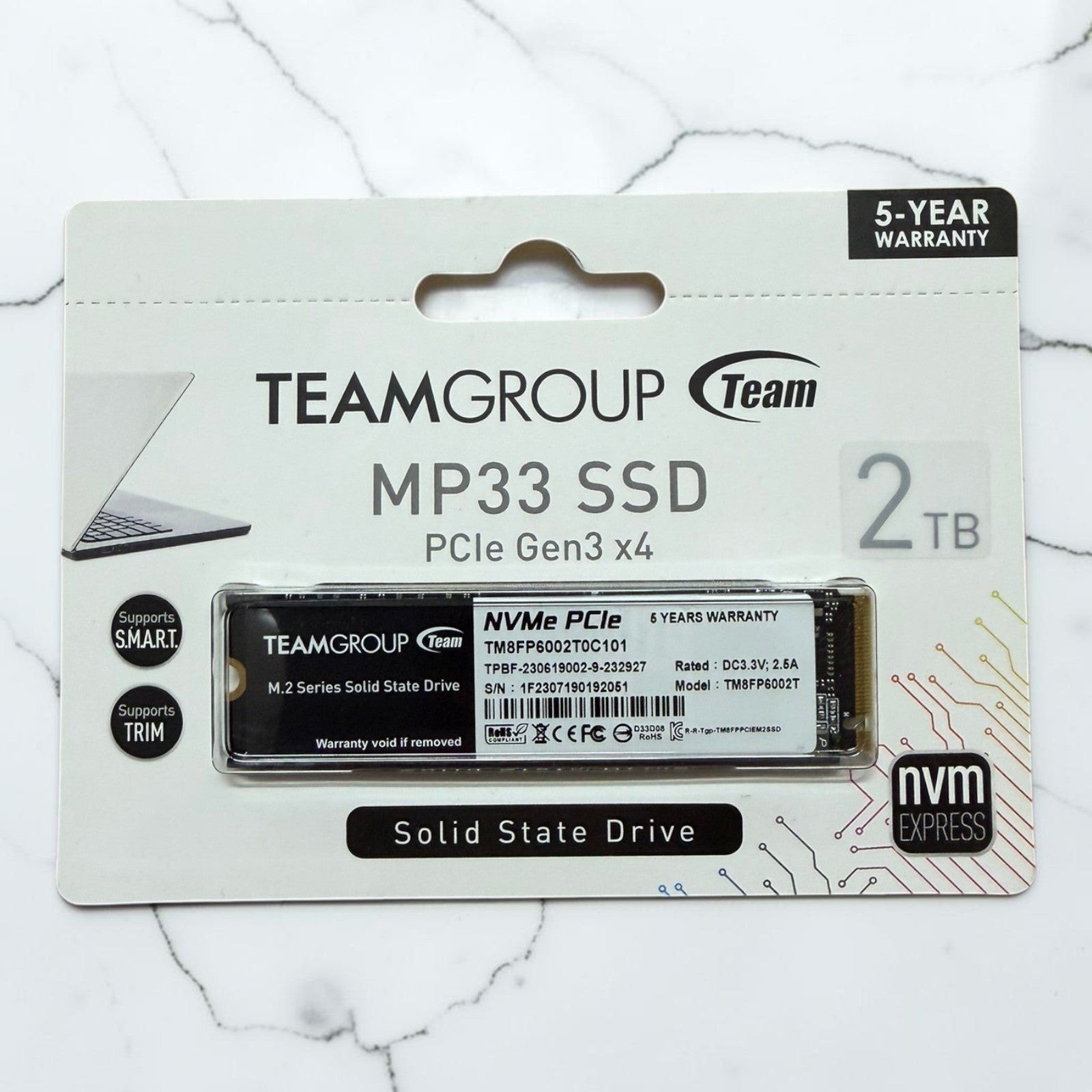 TEAMGROUP MP33 2TB M.2 2280 PCIe Gen3x4 NVMe SSD TM8FP6002T0C101 [SEALED]