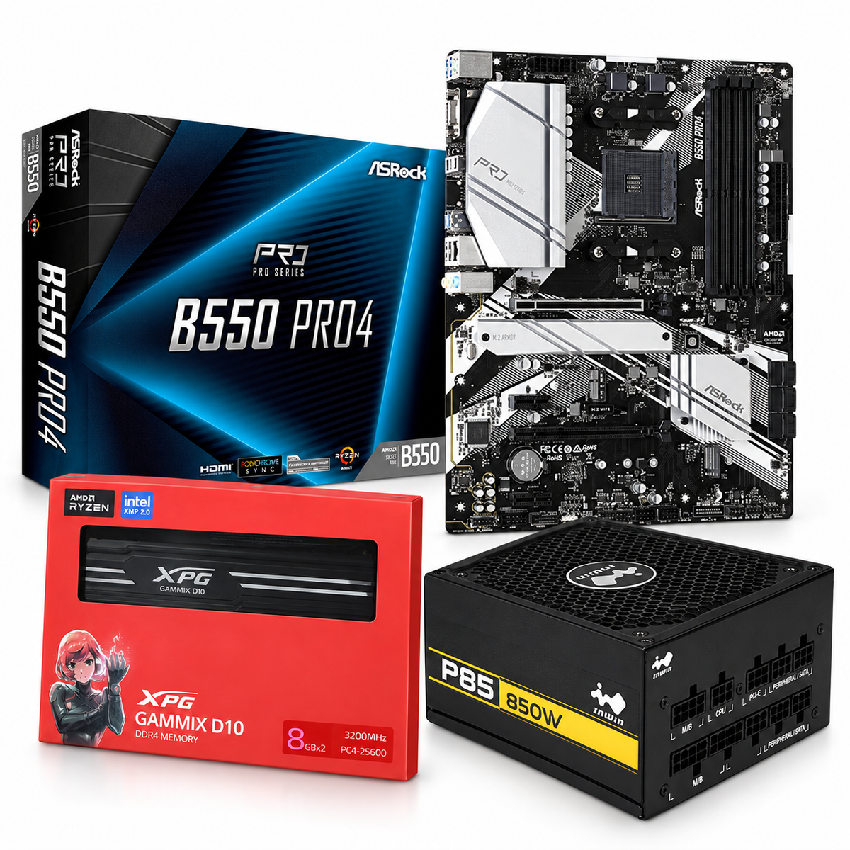 ASRock B550 Pro4 + XPG 16GB DDR4 + InWin 850W Gold Bundle