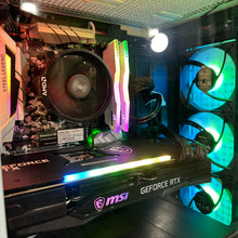 Load image into Gallery viewer, Brand New High End 6-Core Gaming PC, Ryzen 5 5600 (i9-9900K Performance), RTX 4070 Ti / 3070 Options, 16GB 3600mhz DDR4 Ram, 1TB NVME SSD
