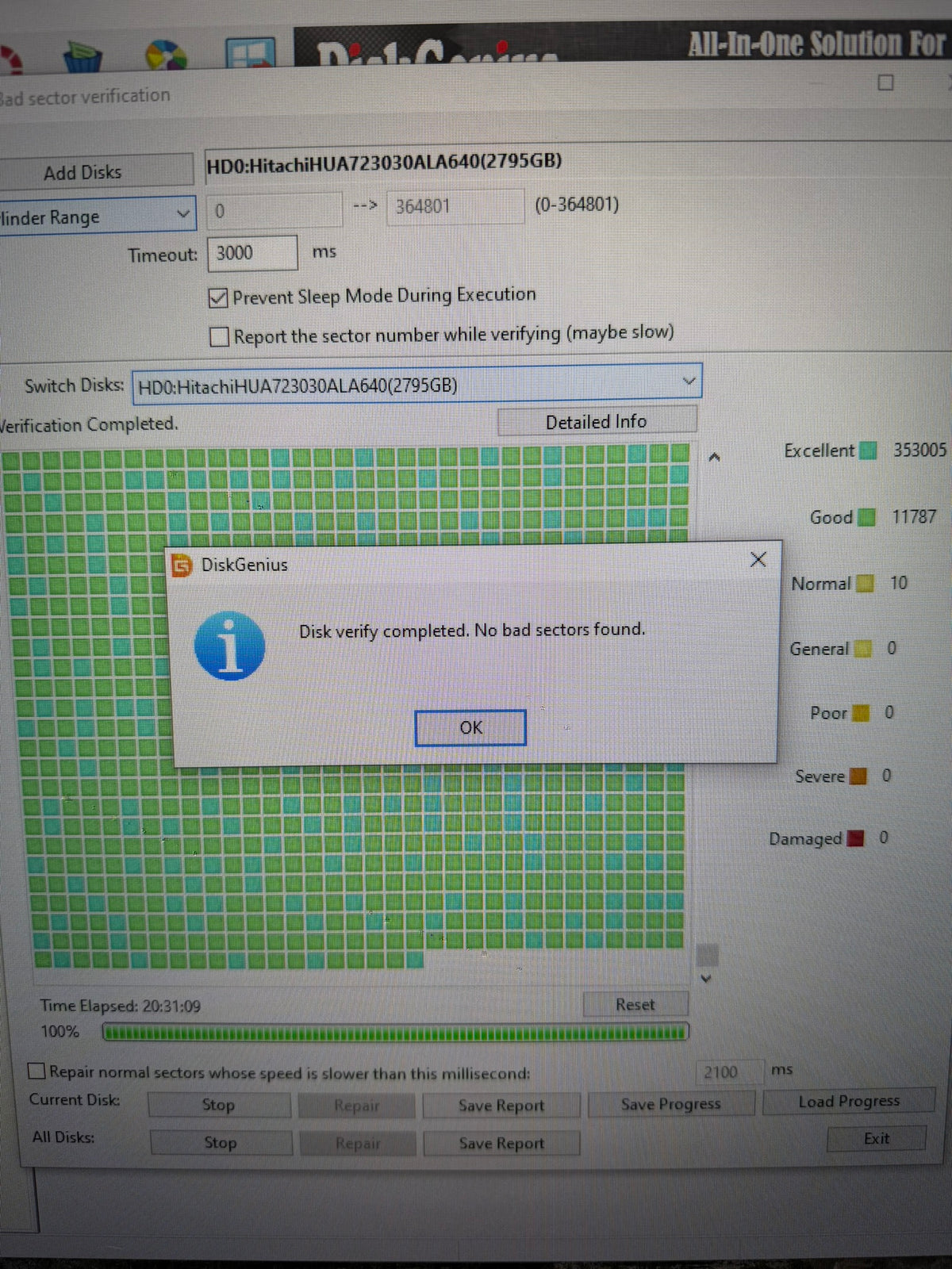 Hitachi Ultrastar 3TB HUA723030ALA640 HDD Tested 100% Health 0 Bad Sectors See Pics