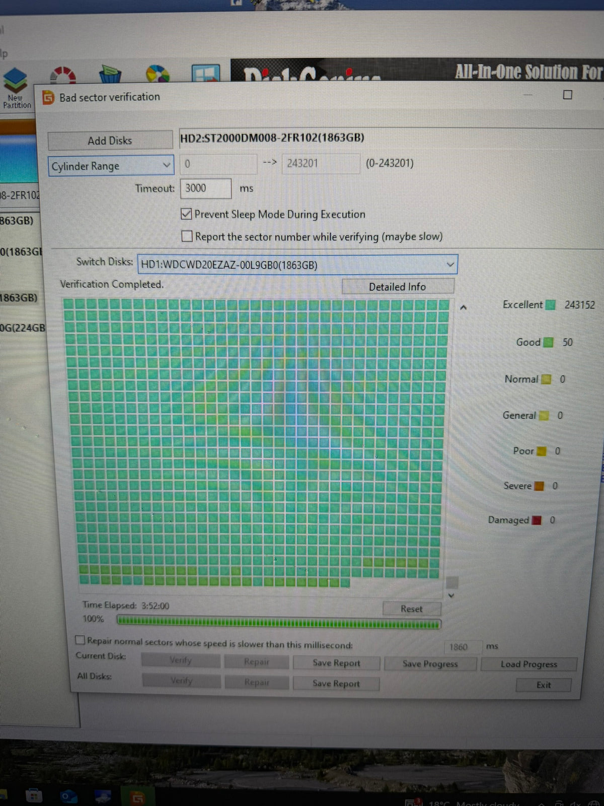 WD Blue 2TB WD20EZAZ HDD Tested 100% Health 0 Bad Sectors See Pics