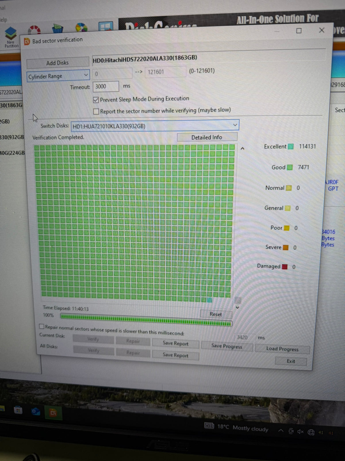 Hitachi Ultrastar 1TB HUA721010KLA330 HDD Tested 100% Health 0 Bad Sectors See Pics