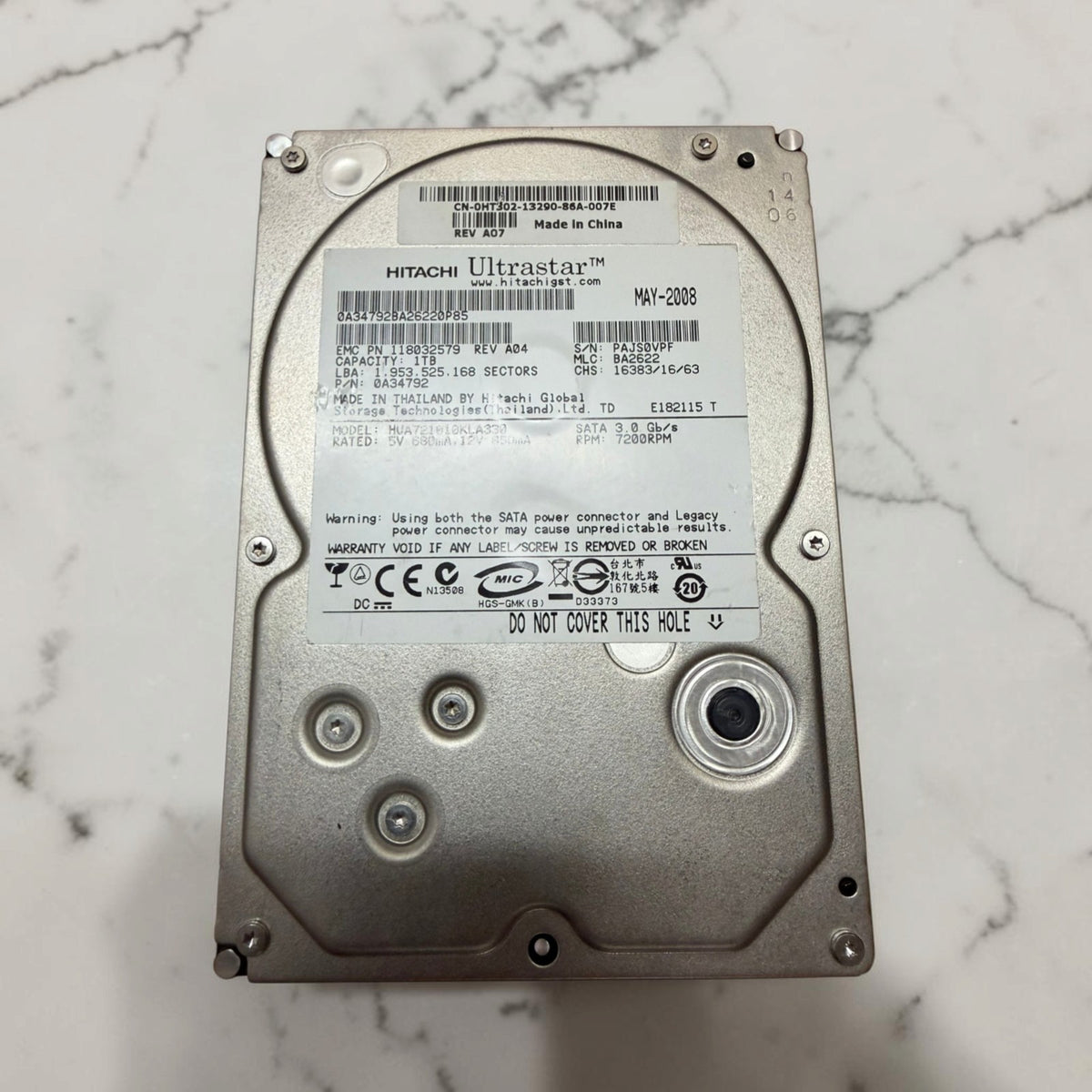 Hitachi Ultrastar 1TB HUA721010KLA330 HDD Tested 100% Health 0 Bad Sectors See Pics