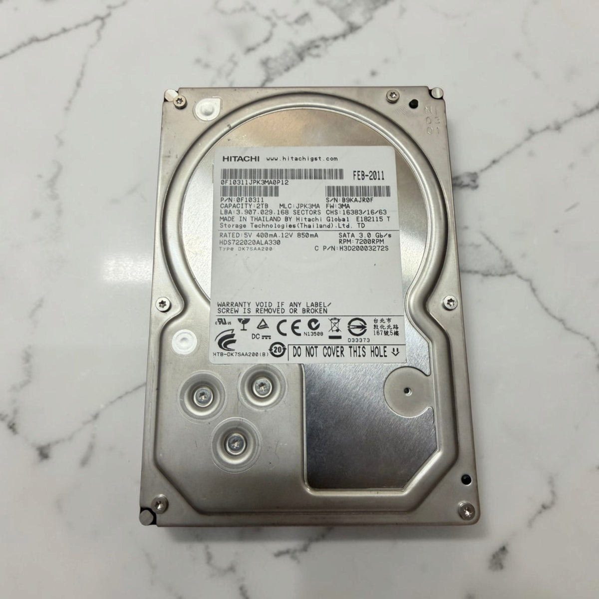 Hitachi Deskstar 2TB HDS722020ALA330 HDD Tested 100% Health 0 Bad Sectors See Pics