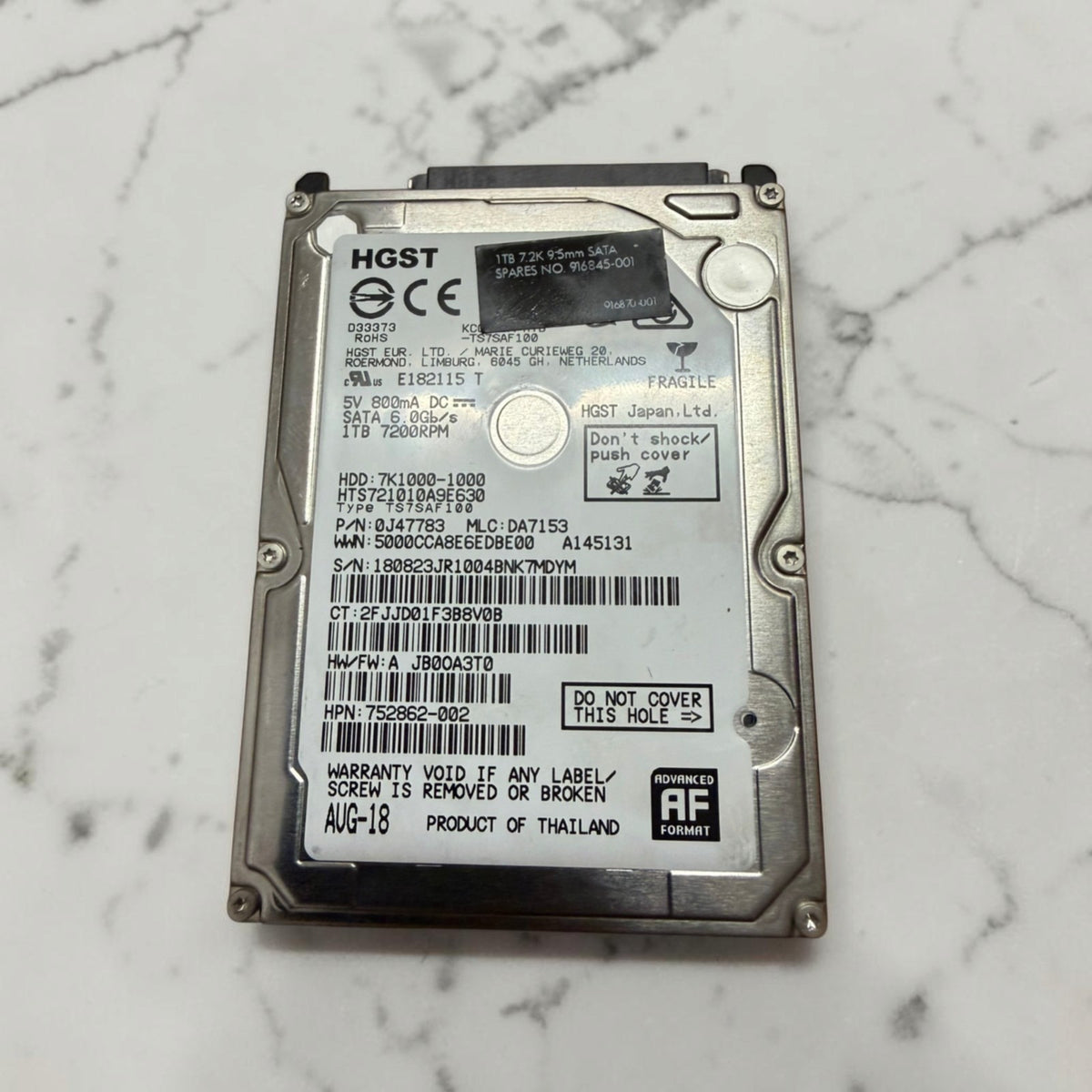 HGST Travelstar 1TB HDD 2.5" | 100% Health 0 Bad Sectors See Pics