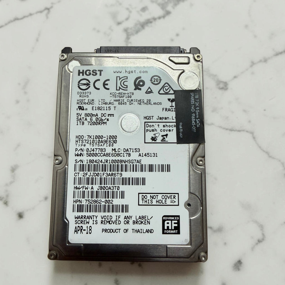 HGST Travelstar 1TB HDD 2.5" | 100% Health 0 Bad Sectors See Pics