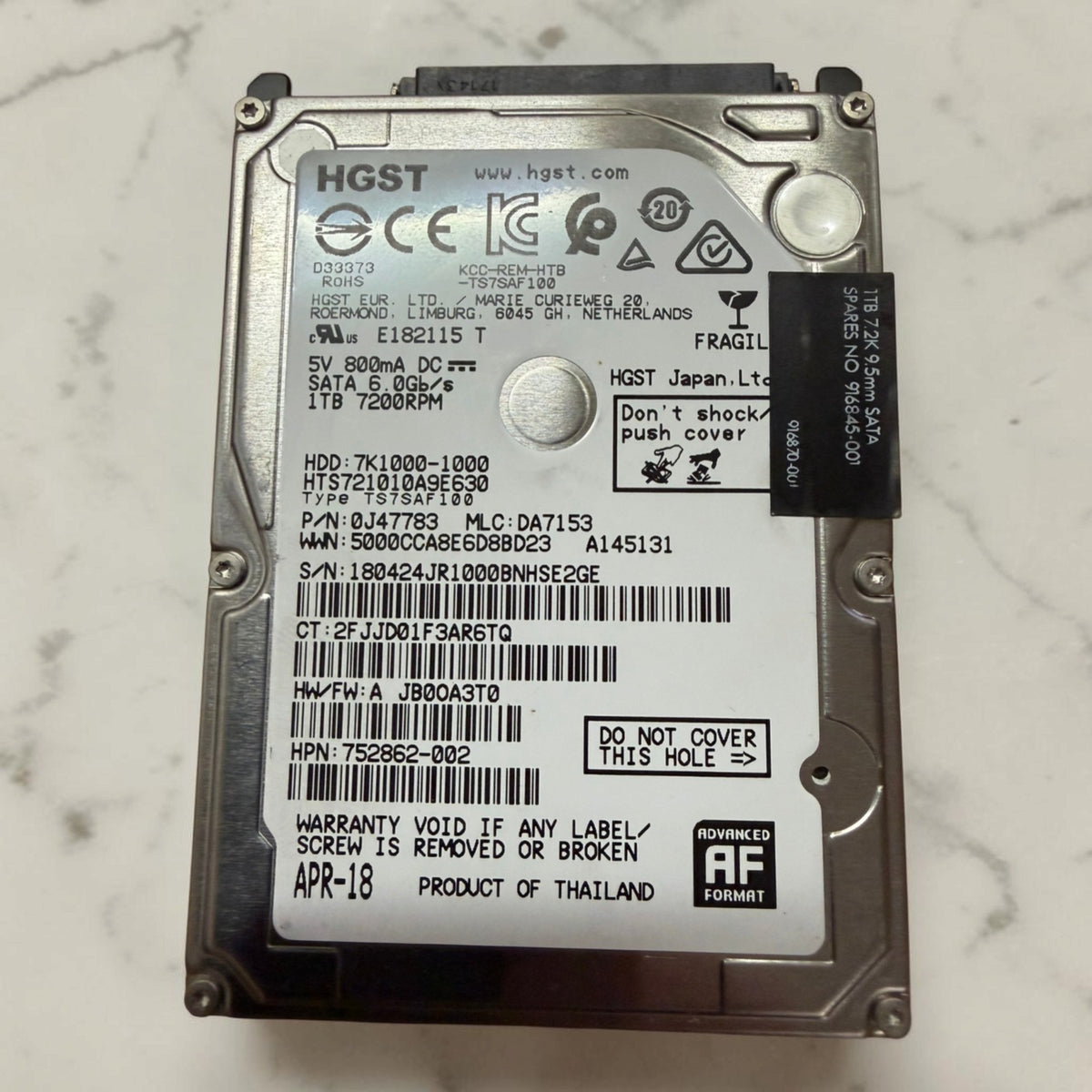 HGST Travelstar 1TB HDD 2.5" | 100% Health 0 Bad Sectors See Pics