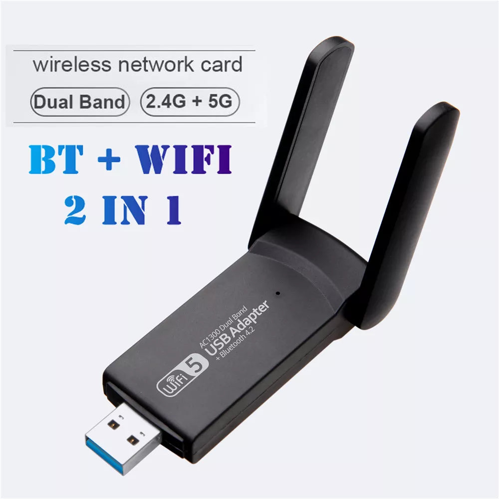 GroovyStream Fusion 1300mb/ps, WIFI 5 + Bluetooth 4.2 USB Adapter