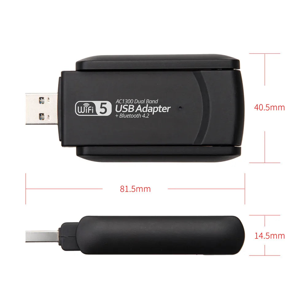 GroovyStream Fusion 1300mb/ps, WIFI 5 + Bluetooth 4.2 USB Adapter