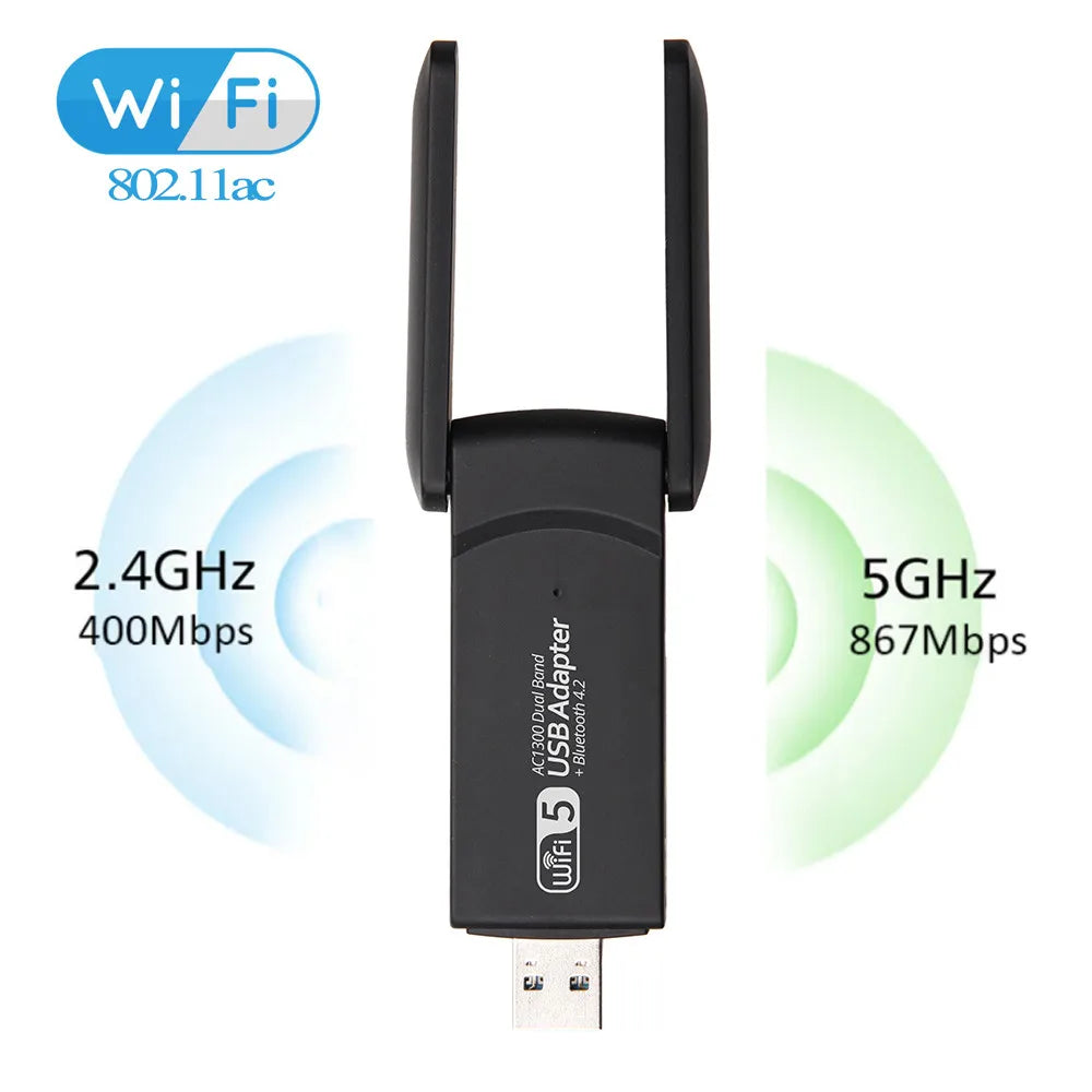 GroovyStream Fusion 1300mb/ps, WIFI 5 + Bluetooth 4.2 USB Adapter