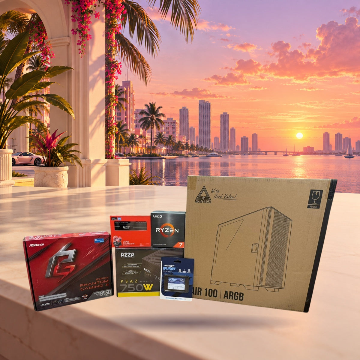 AMD Ryzen 7 5700 B550M Phantom Gaming 4 Air 100 ARGB Bundle [SEALED] — Groovy Computers product artwork